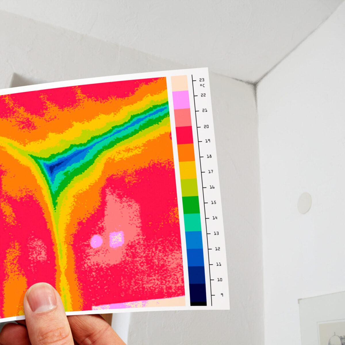 Wärmebild Schimmel in der Ecke